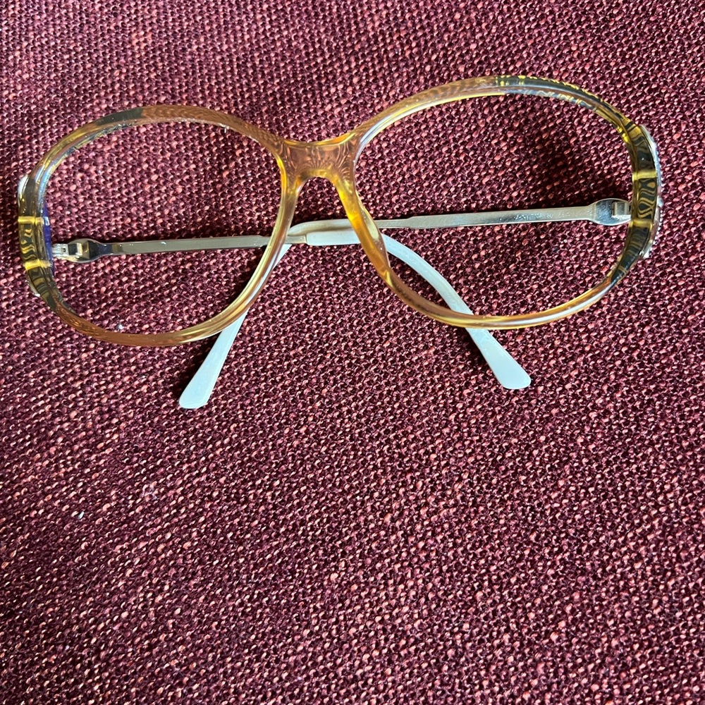 Vintage Oversized Christian Dior Round Clear Amber Eyeglass Frames